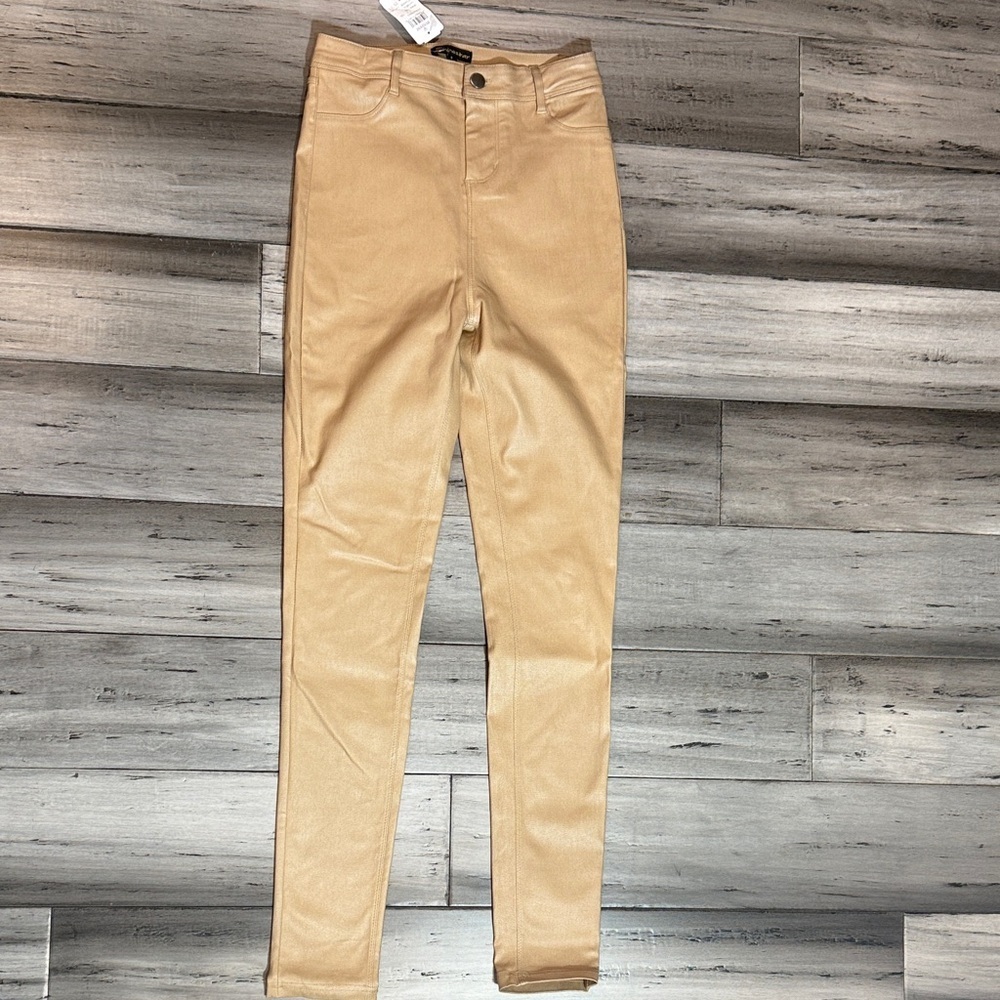 Women’s High-Rise Faux Leather Skinny Jeans - Tan
